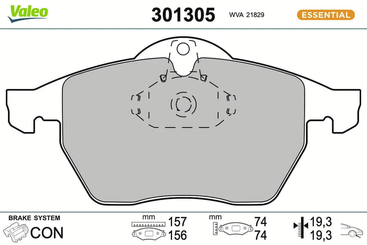 Bremsbelagsatz, Scheibenbremse Vorderachse VALEO 301305