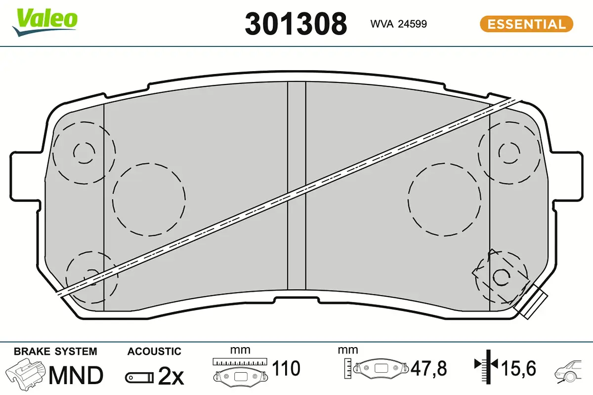 Bremsbelagsatz, Scheibenbremse Hinterachse VALEO 301308