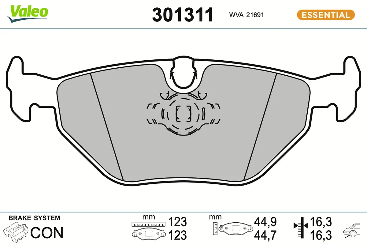 Bremsbelagsatz, Scheibenbremse Hinterachse VALEO 301311