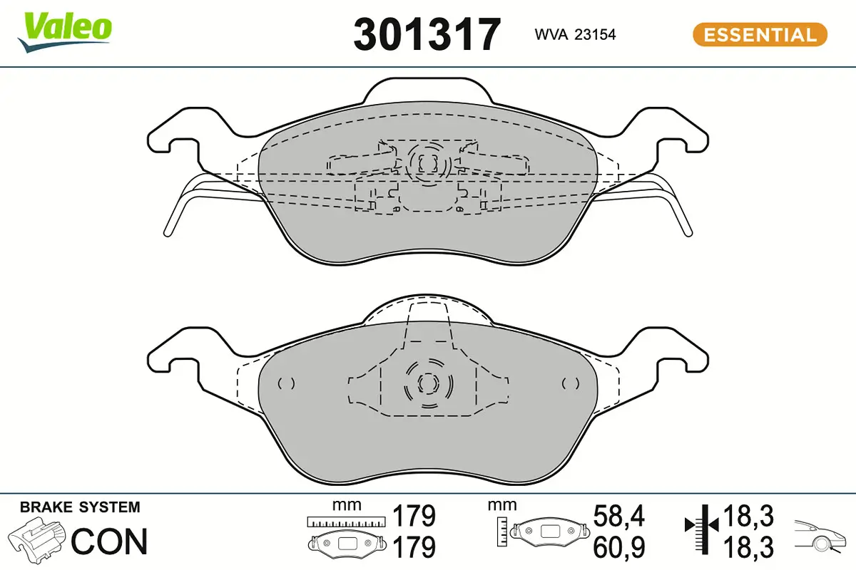 Bremsbelagsatz, Scheibenbremse Vorderachse VALEO 301317