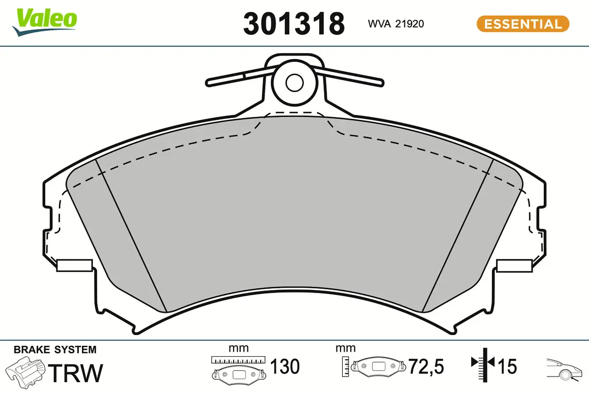 Bremsbelagsatz, Scheibenbremse Vorderachse VALEO 301318