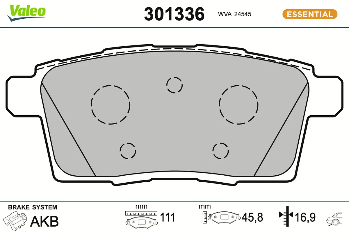 Bremsbelagsatz, Scheibenbremse Hinterachse VALEO 301336