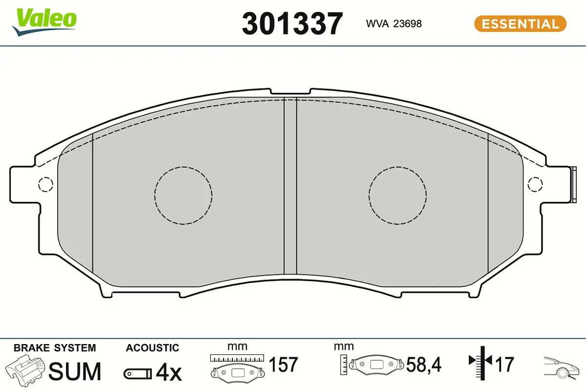Bremsbelagsatz, Scheibenbremse Vorderachse VALEO 301337