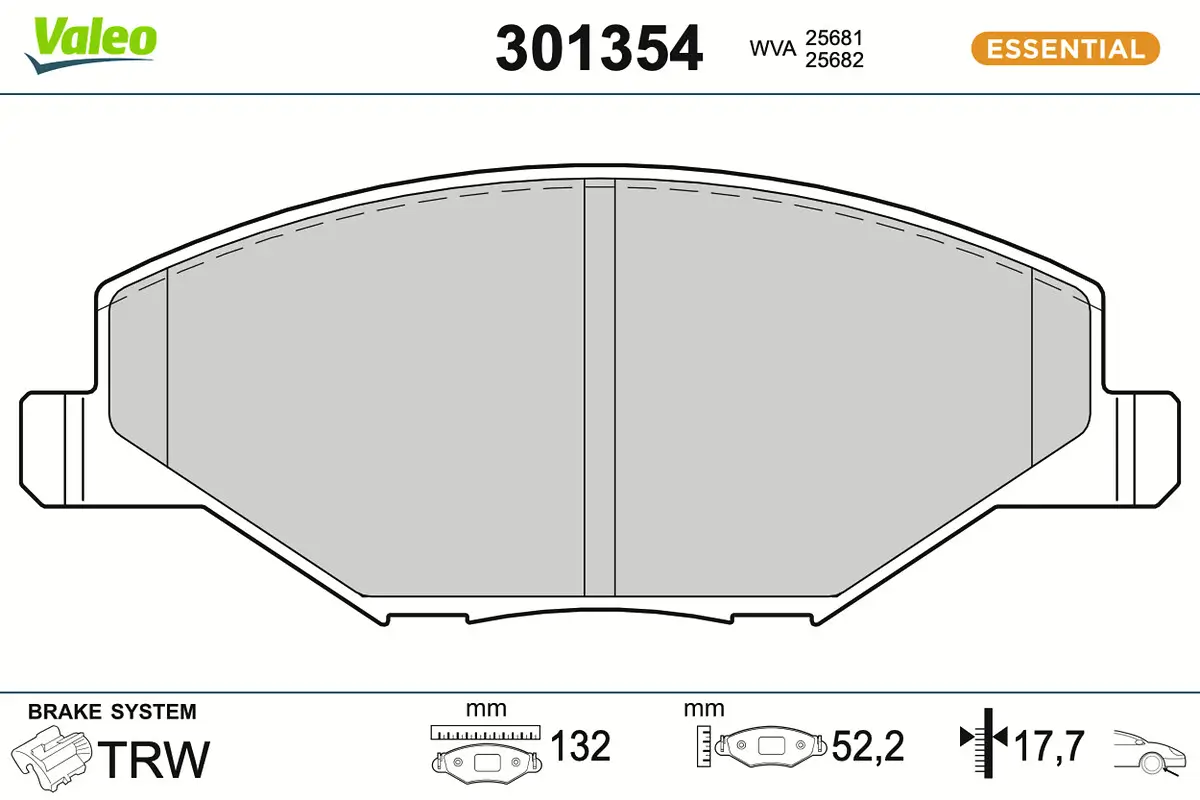 Bremsbelagsatz, Scheibenbremse Vorderachse VALEO 301354