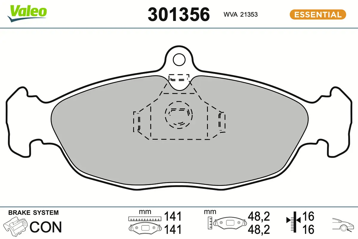 Bremsbelagsatz, Scheibenbremse Vorderachse VALEO 301356