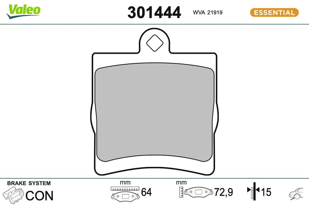 Bremsbelagsatz, Scheibenbremse Hinterachse VALEO 301444
