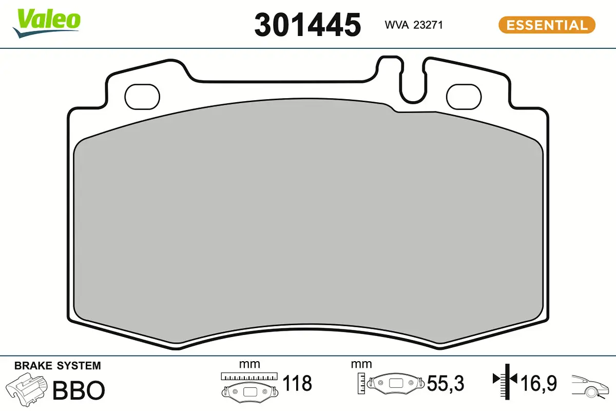 Bremsbelagsatz, Scheibenbremse Vorderachse VALEO 301445