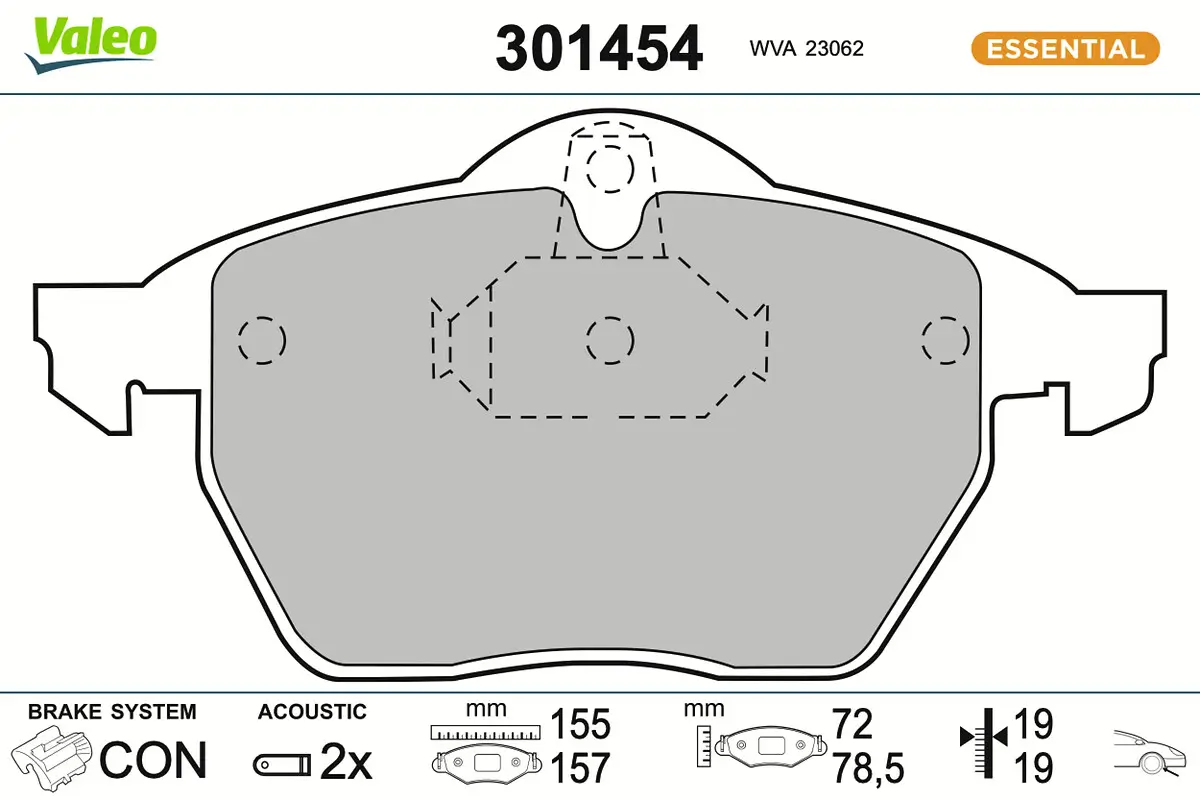 Bremsbelagsatz, Scheibenbremse Vorderachse VALEO 301454