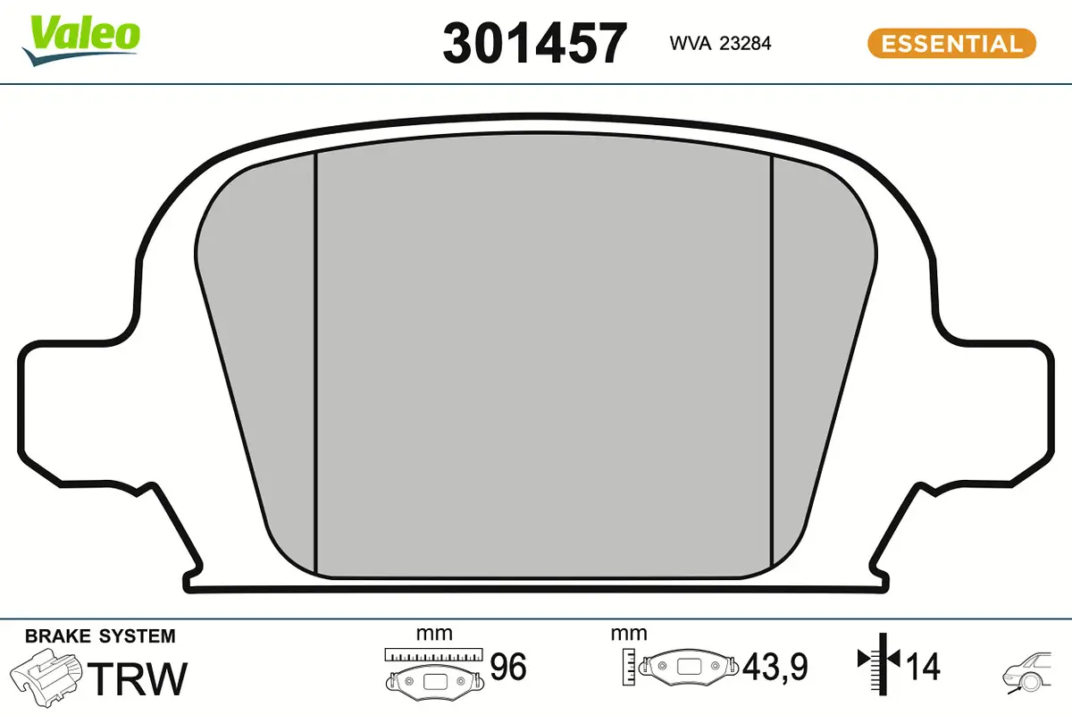 Bremsbelagsatz, Scheibenbremse Hinterachse VALEO 301457