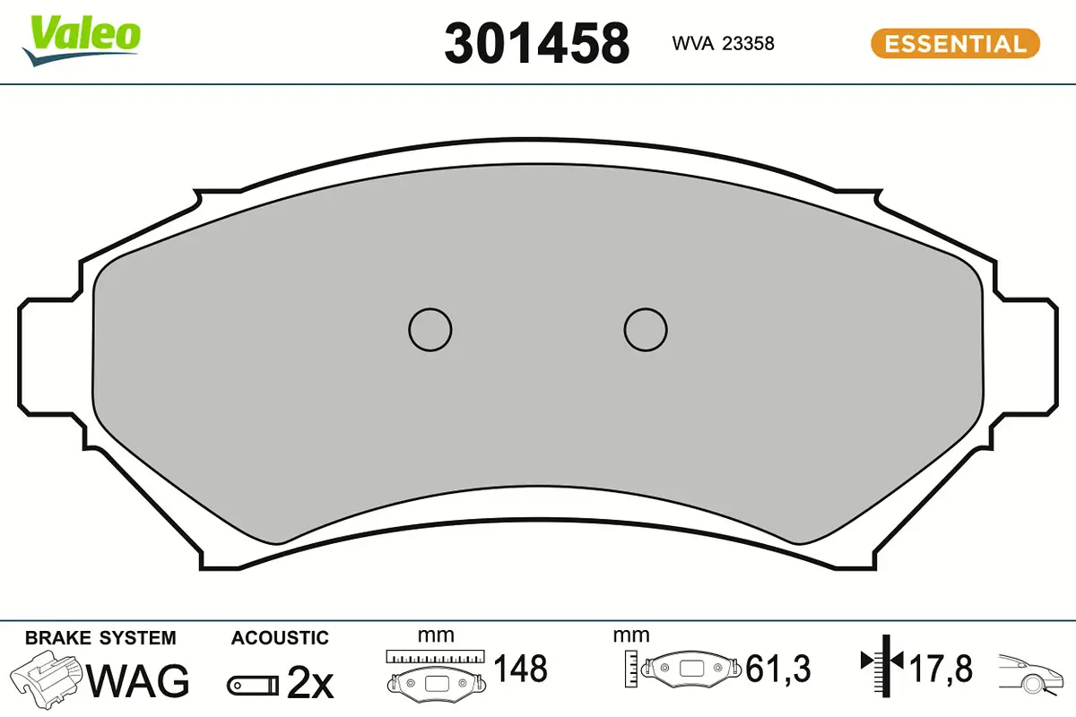 Bremsbelagsatz, Scheibenbremse Vorderachse VALEO 301458