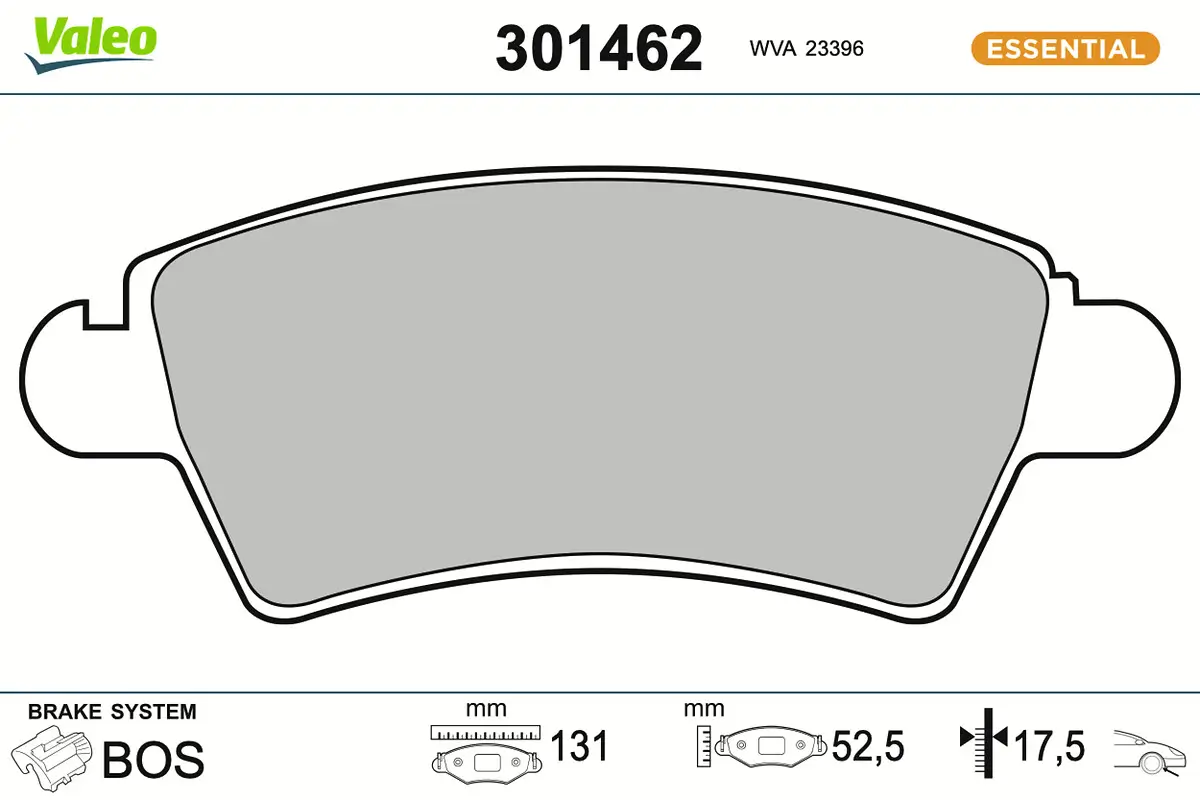 Bremsbelagsatz, Scheibenbremse Vorderachse VALEO 301462
