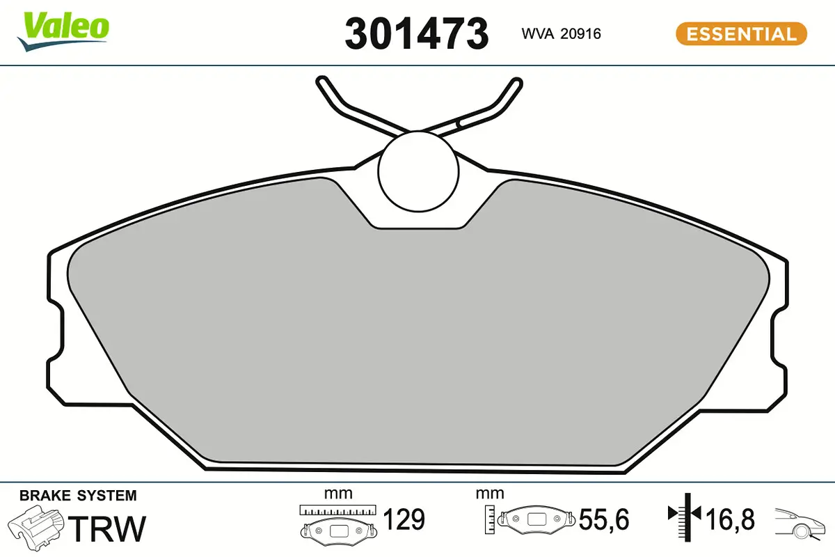 Bremsbelagsatz, Scheibenbremse Vorderachse VALEO 301473