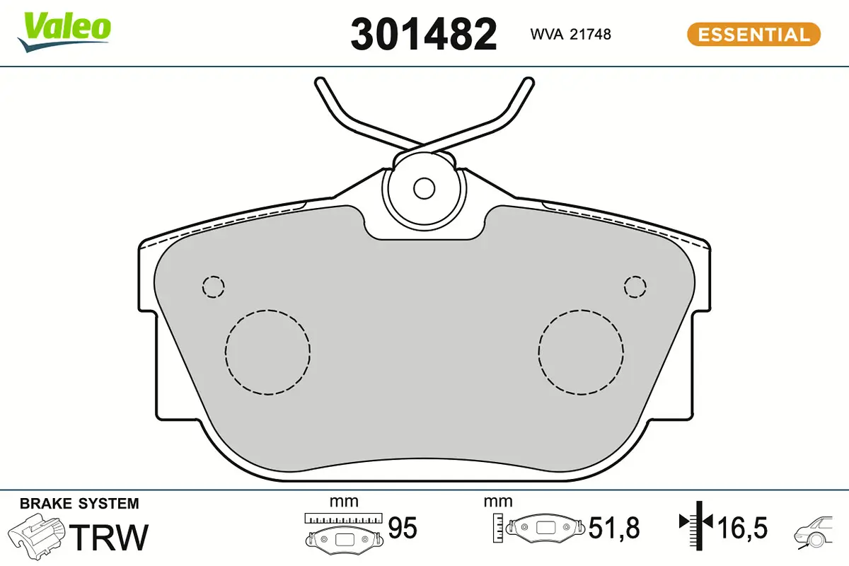 Bremsbelagsatz, Scheibenbremse Hinterachse VALEO 301482