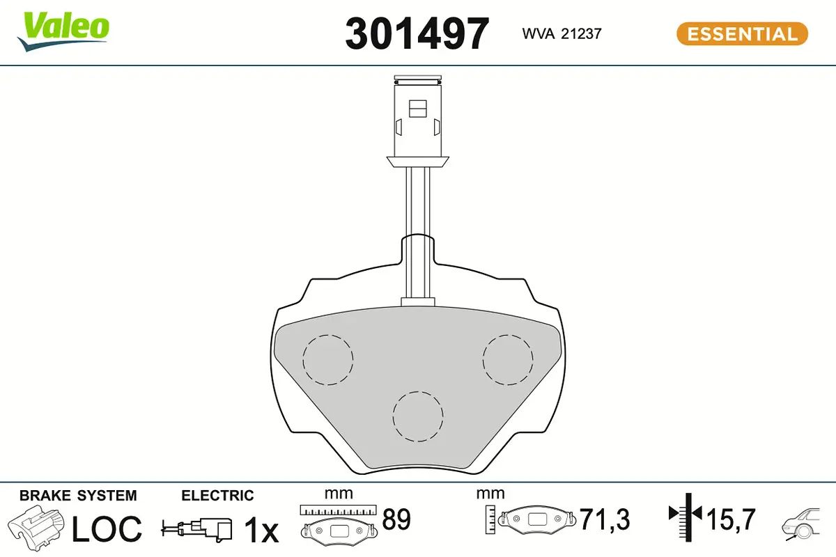 Bremsbelagsatz, Scheibenbremse Hinterachse VALEO 301497
