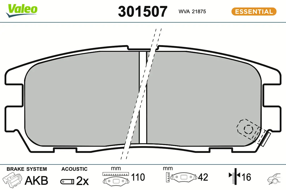 Bremsbelagsatz, Scheibenbremse Hinterachse VALEO 301507