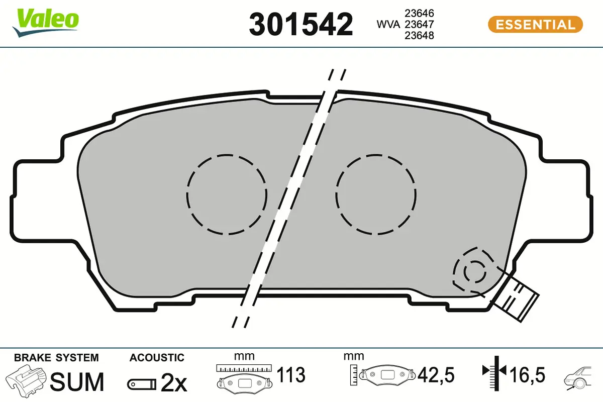 Bremsbelagsatz, Scheibenbremse Hinterachse VALEO 301542