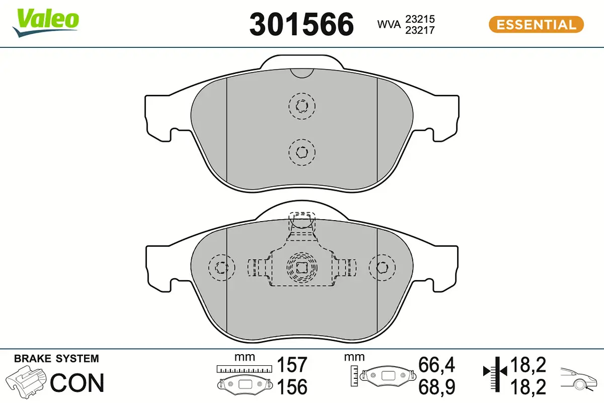 Bremsbelagsatz, Scheibenbremse Vorderachse VALEO 301566
