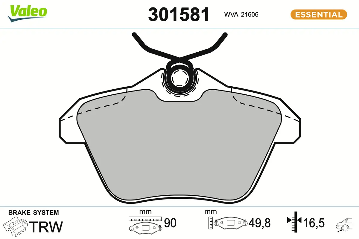 Bremsbelagsatz, Scheibenbremse Hinterachse VALEO 301581