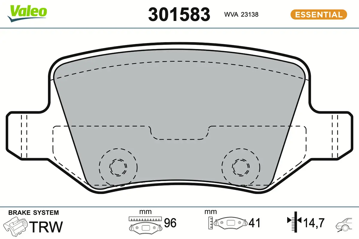 Bremsbelagsatz, Scheibenbremse Hinterachse VALEO 301583