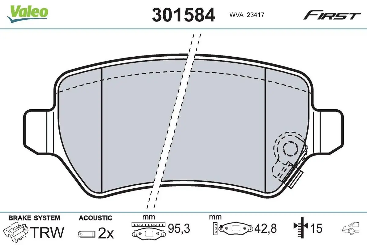 Bremsbelagsatz, Scheibenbremse VALEO 301584