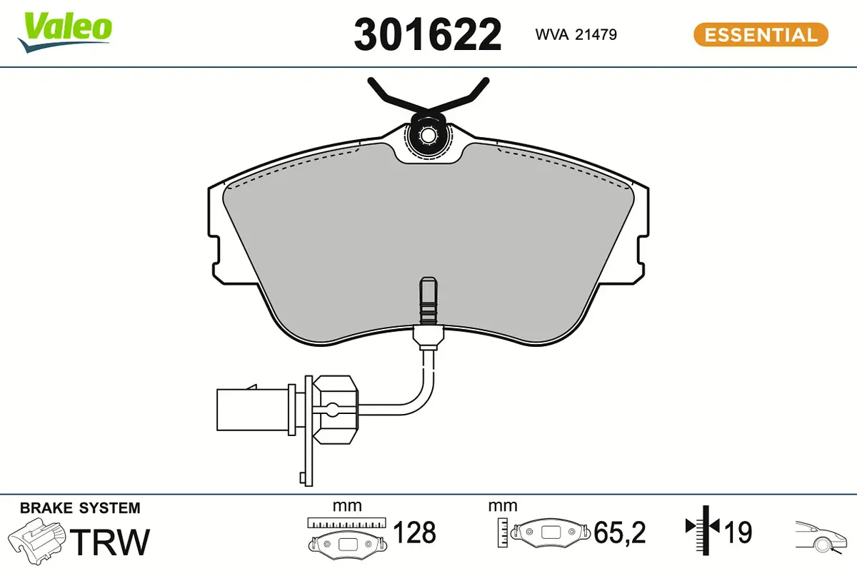 Bremsbelagsatz, Scheibenbremse Vorderachse VALEO 301622