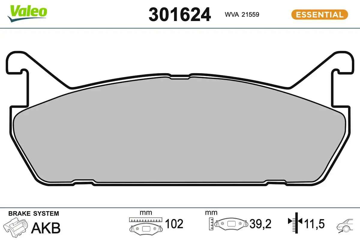 Bremsbelagsatz, Scheibenbremse Hinterachse VALEO 301624