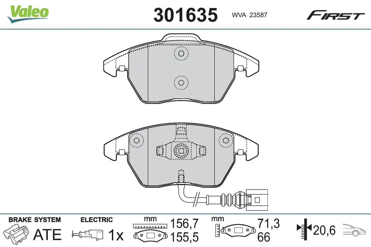 Bremsbelagsatz, Scheibenbremse VALEO 301635