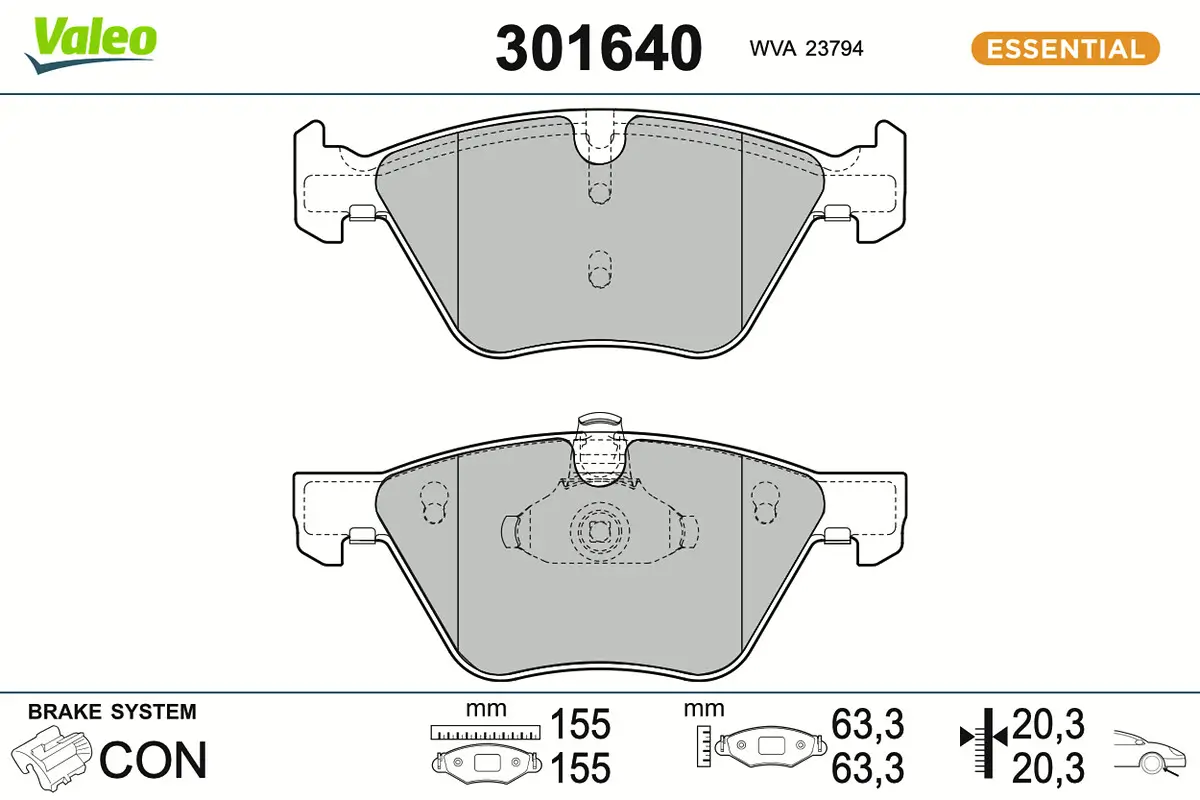 Bremsbelagsatz, Scheibenbremse Vorderachse VALEO 301640