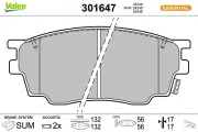 Bremsbelagsatz, Scheibenbremse Vorderachse VALEO 301647