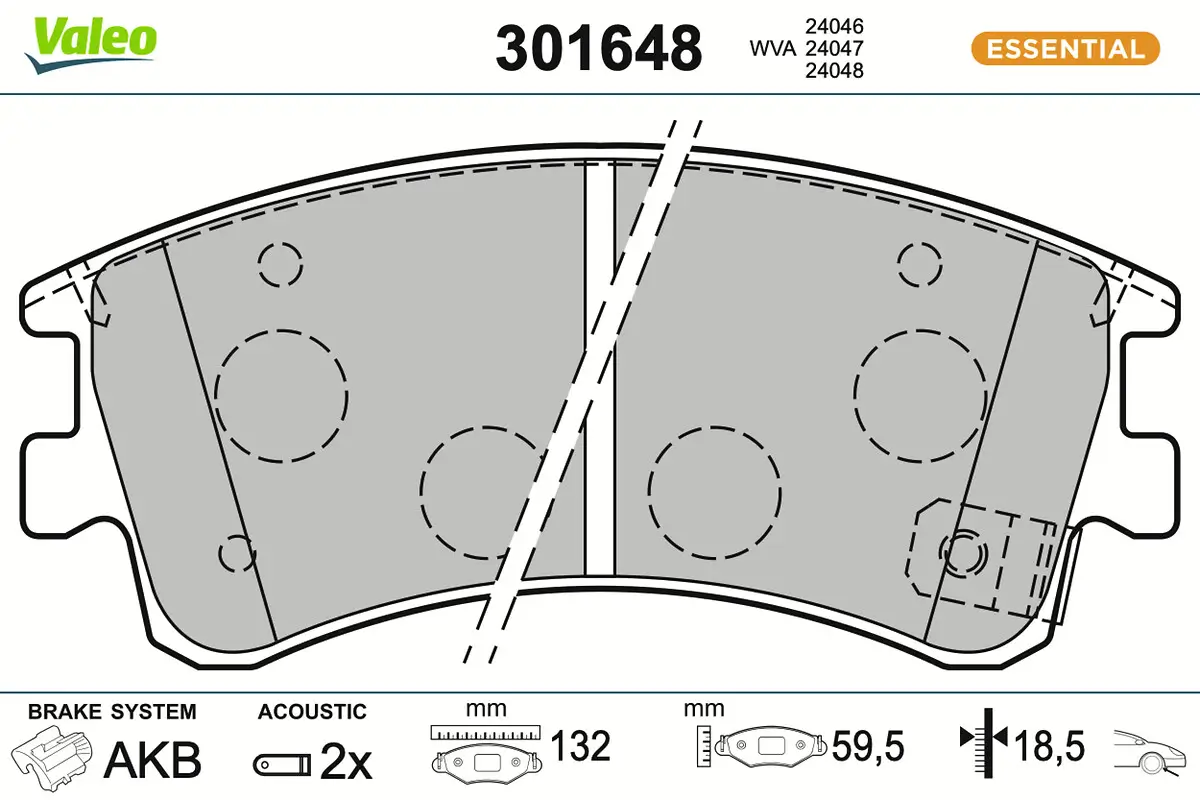 Bremsbelagsatz, Scheibenbremse Vorderachse VALEO 301648