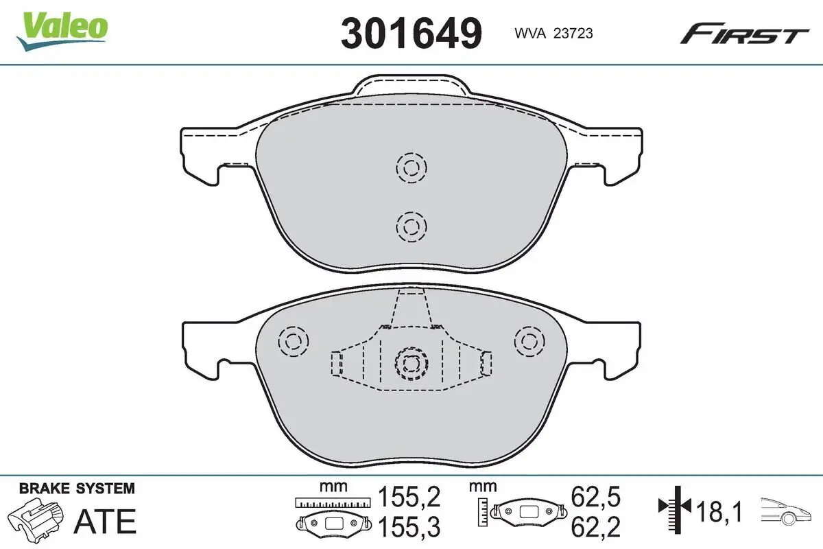 Bremsbelagsatz, Scheibenbremse VALEO 301649