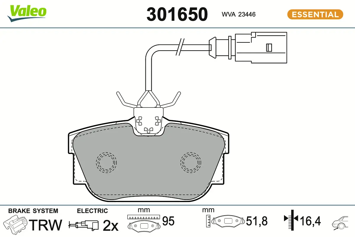 Bremsbelagsatz, Scheibenbremse Hinterachse VALEO 301650