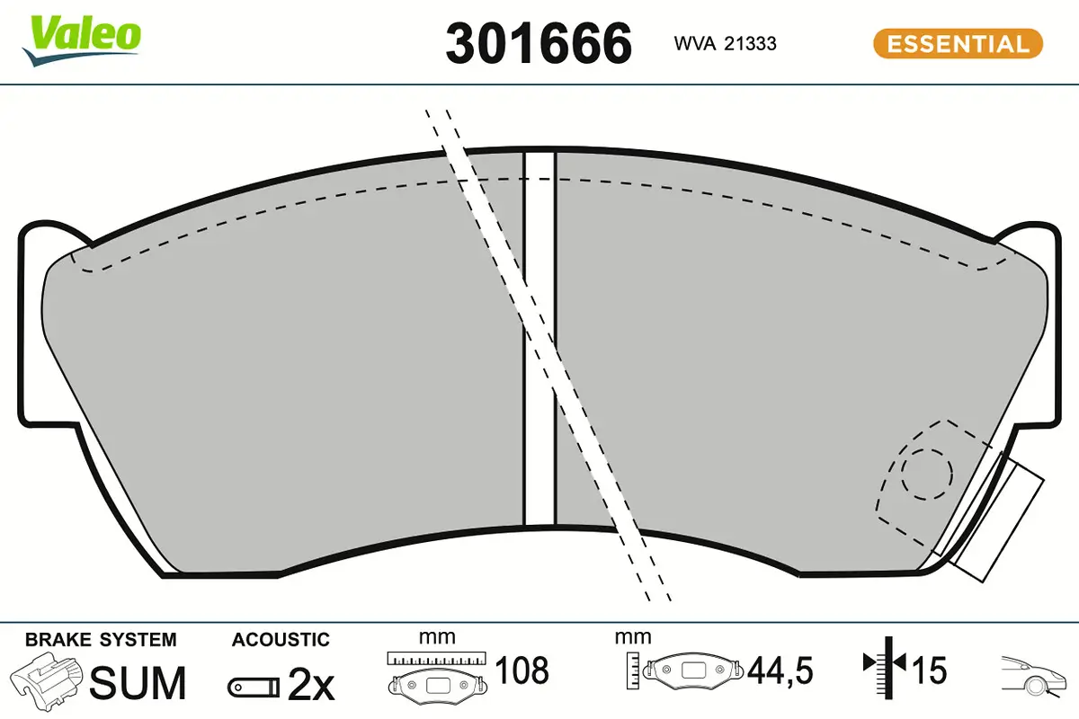 Bremsbelagsatz, Scheibenbremse Vorderachse VALEO 301666