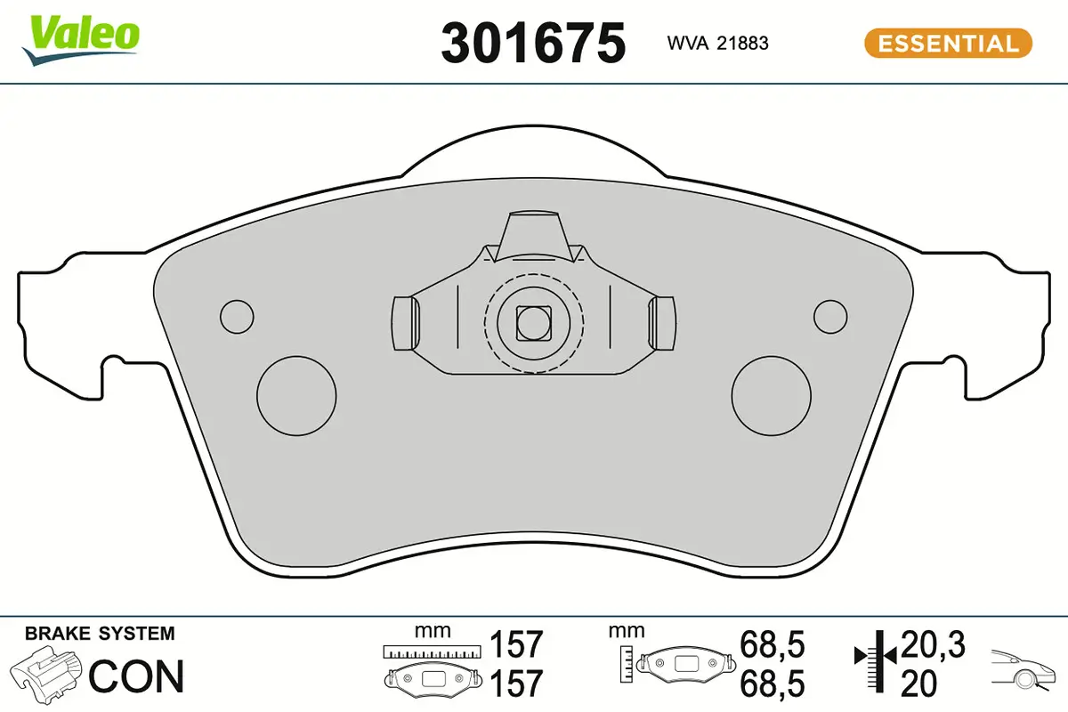 Bremsbelagsatz, Scheibenbremse Vorderachse VALEO 301675