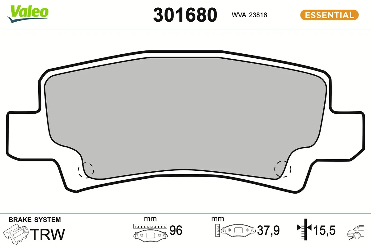 Bremsbelagsatz, Scheibenbremse Hinterachse VALEO 301680