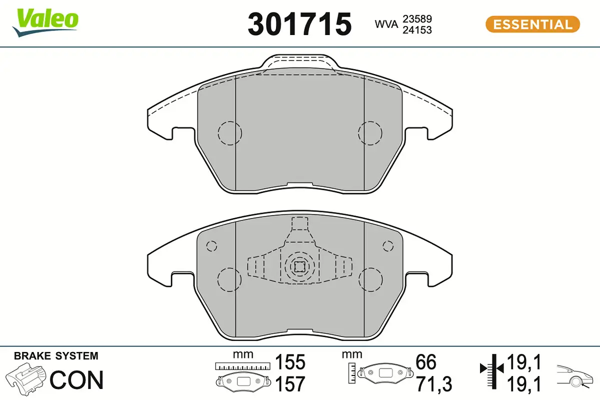 Bremsbelagsatz, Scheibenbremse Vorderachse VALEO 301715