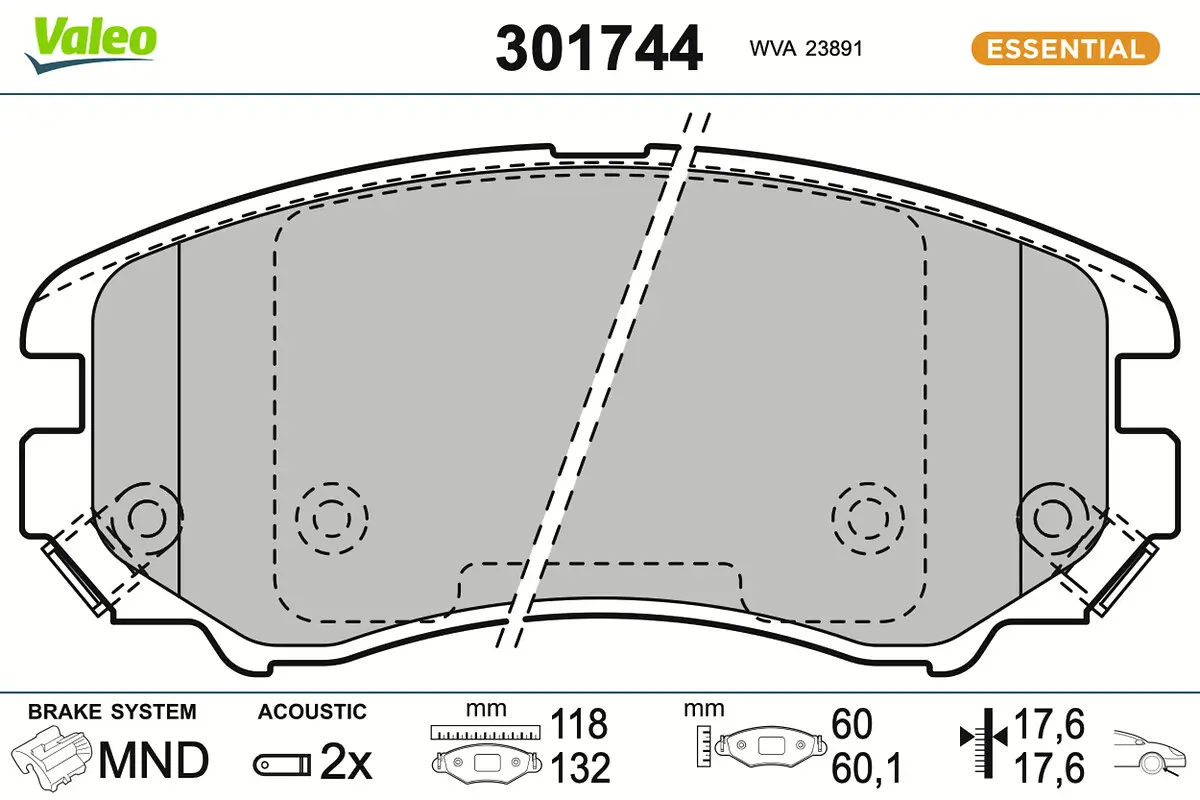 Bremsbelagsatz, Scheibenbremse Vorderachse VALEO 301744