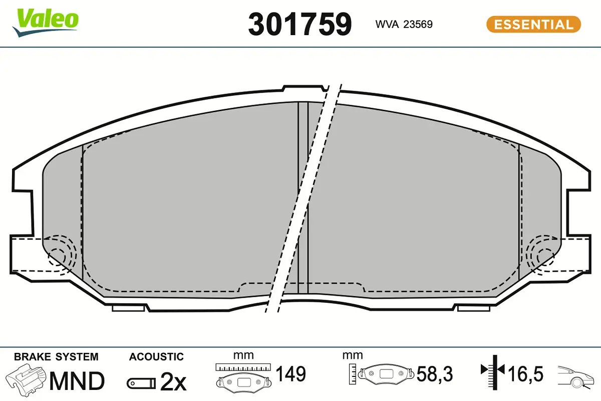 Bremsbelagsatz, Scheibenbremse Vorderachse VALEO 301759