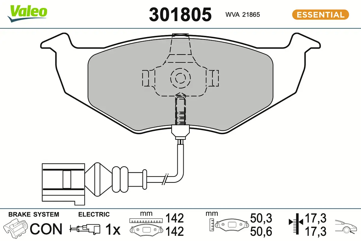 Bremsbelagsatz, Scheibenbremse Vorderachse VALEO 301805