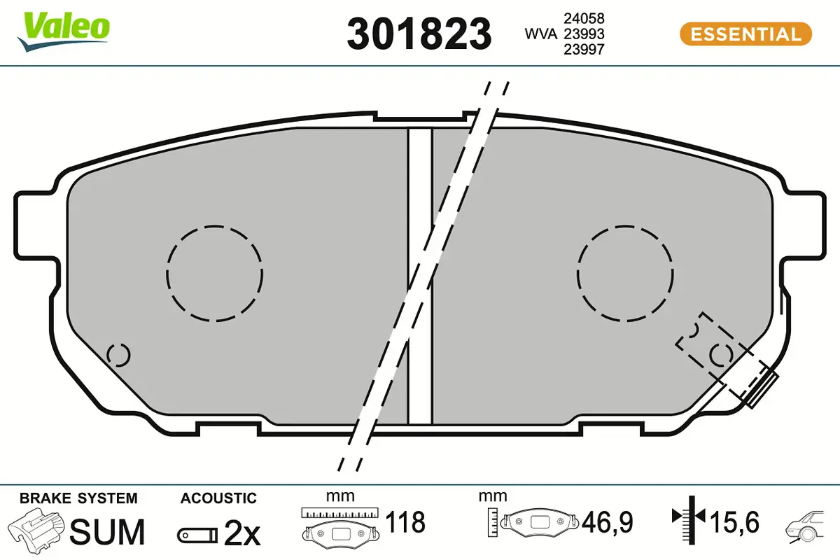 Bremsbelagsatz, Scheibenbremse Hinterachse VALEO 301823