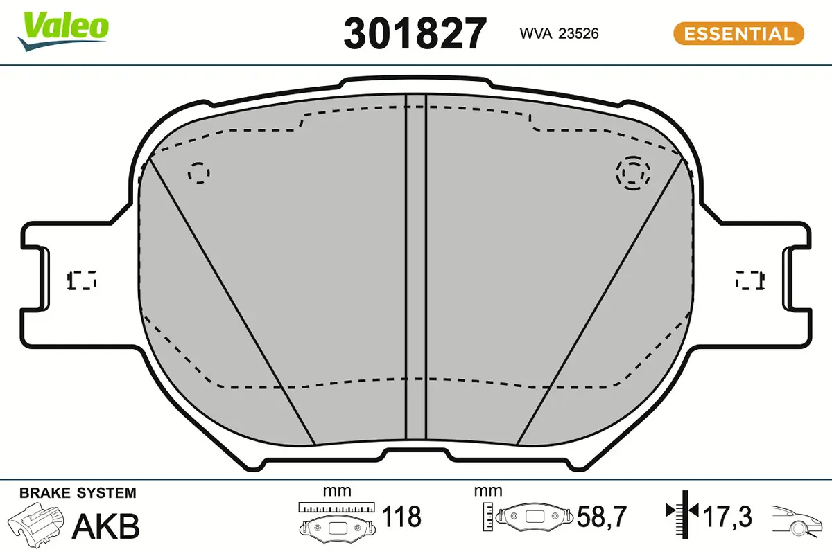Bremsbelagsatz, Scheibenbremse Vorderachse VALEO 301827