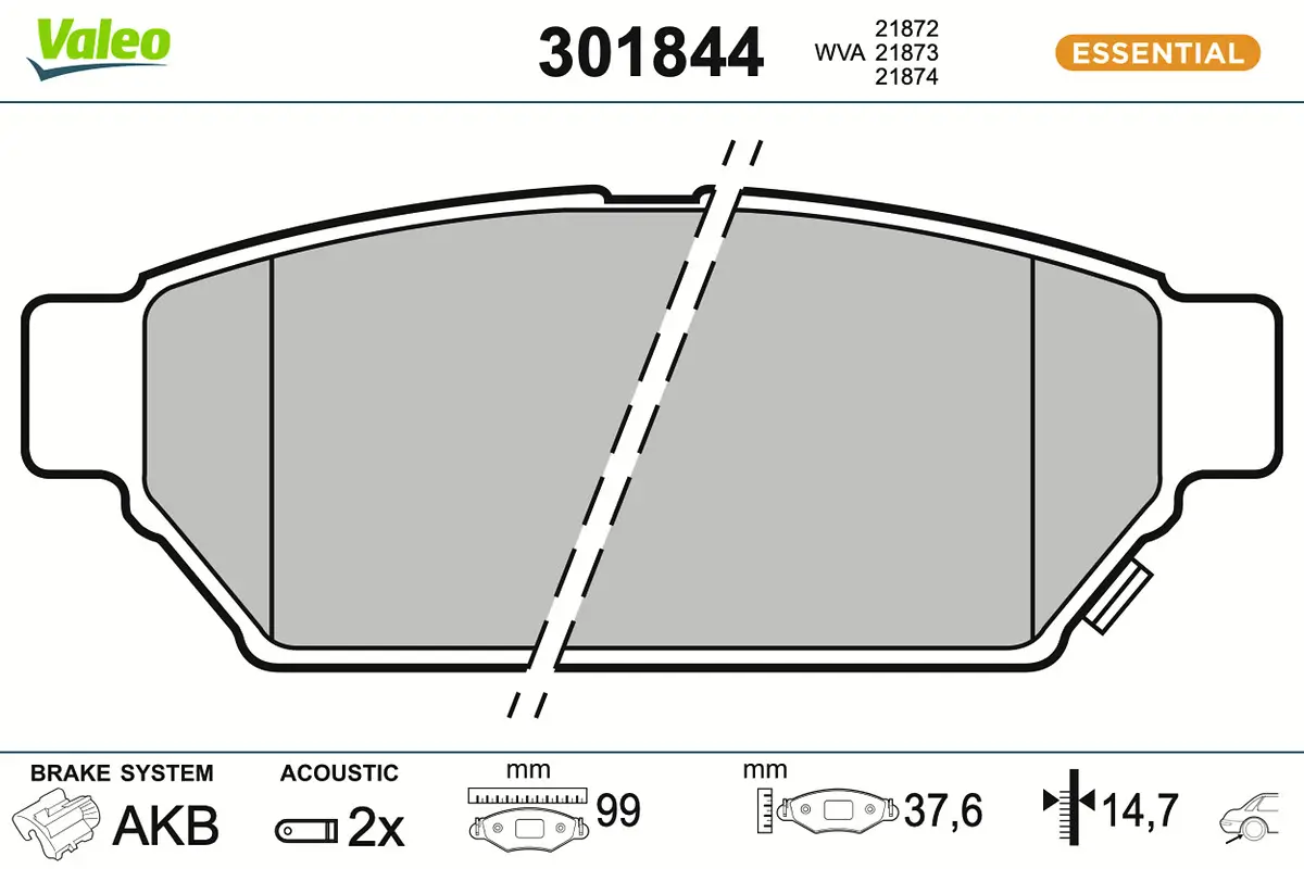 Bremsbelagsatz, Scheibenbremse Hinterachse VALEO 301844
