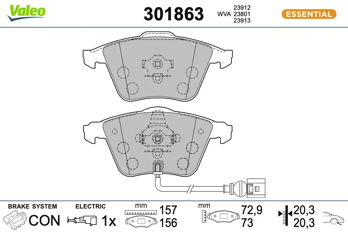 Bremsbelagsatz, Scheibenbremse Vorderachse VALEO 301863