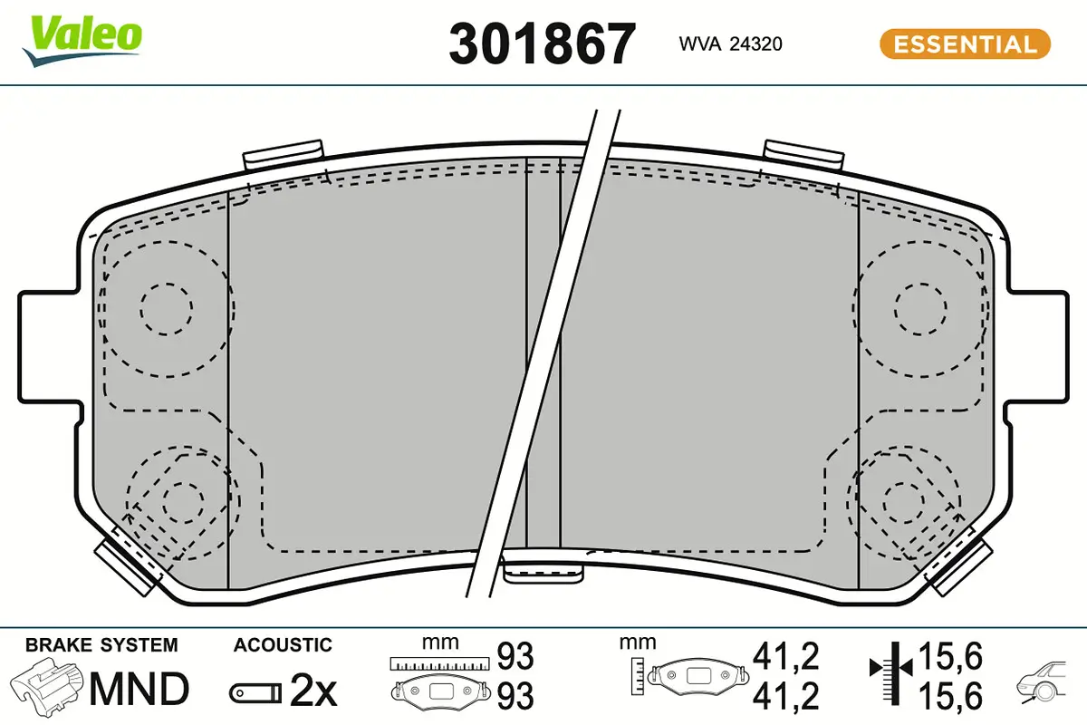 Bremsbelagsatz, Scheibenbremse Hinterachse VALEO 301867