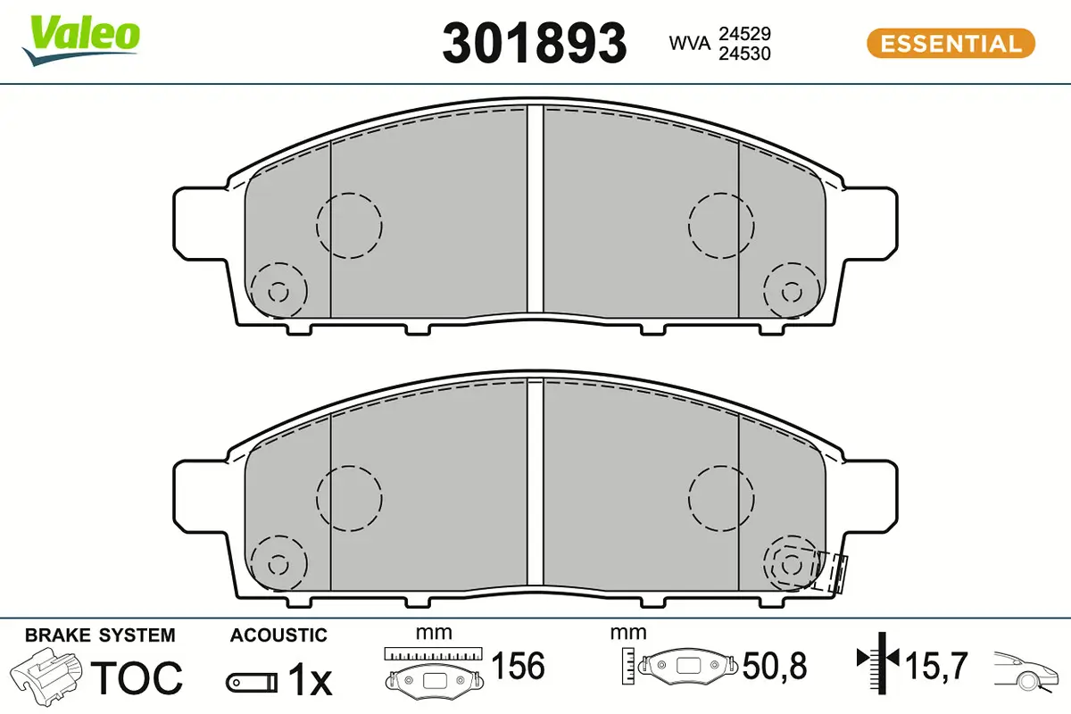 Bremsbelagsatz, Scheibenbremse Vorderachse VALEO 301893