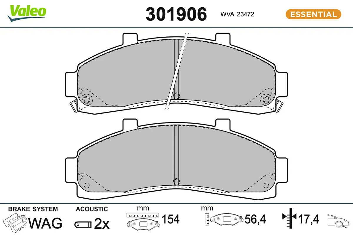 Bremsbelagsatz, Scheibenbremse Vorderachse VALEO 301906