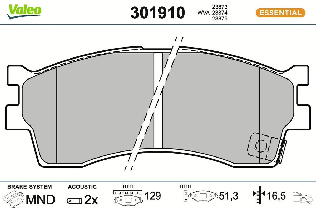 Bremsbelagsatz, Scheibenbremse Vorderachse VALEO 301910