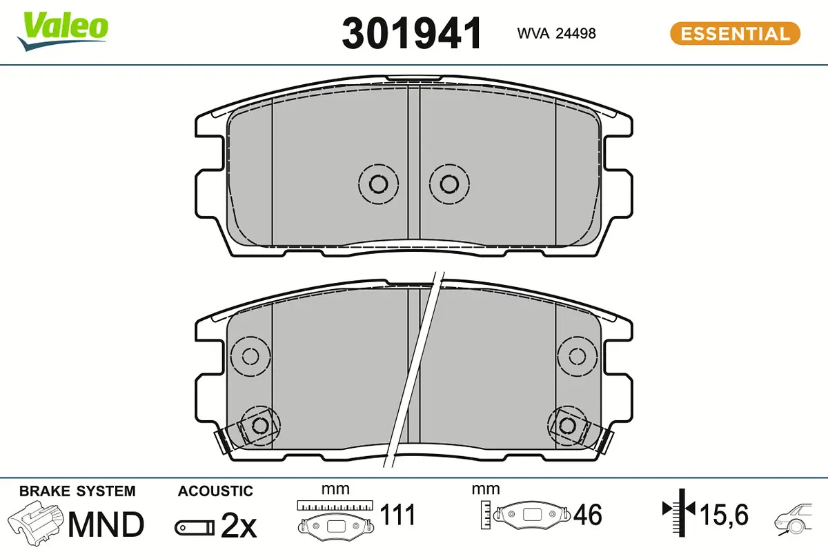 Bremsbelagsatz, Scheibenbremse Hinterachse VALEO 301941