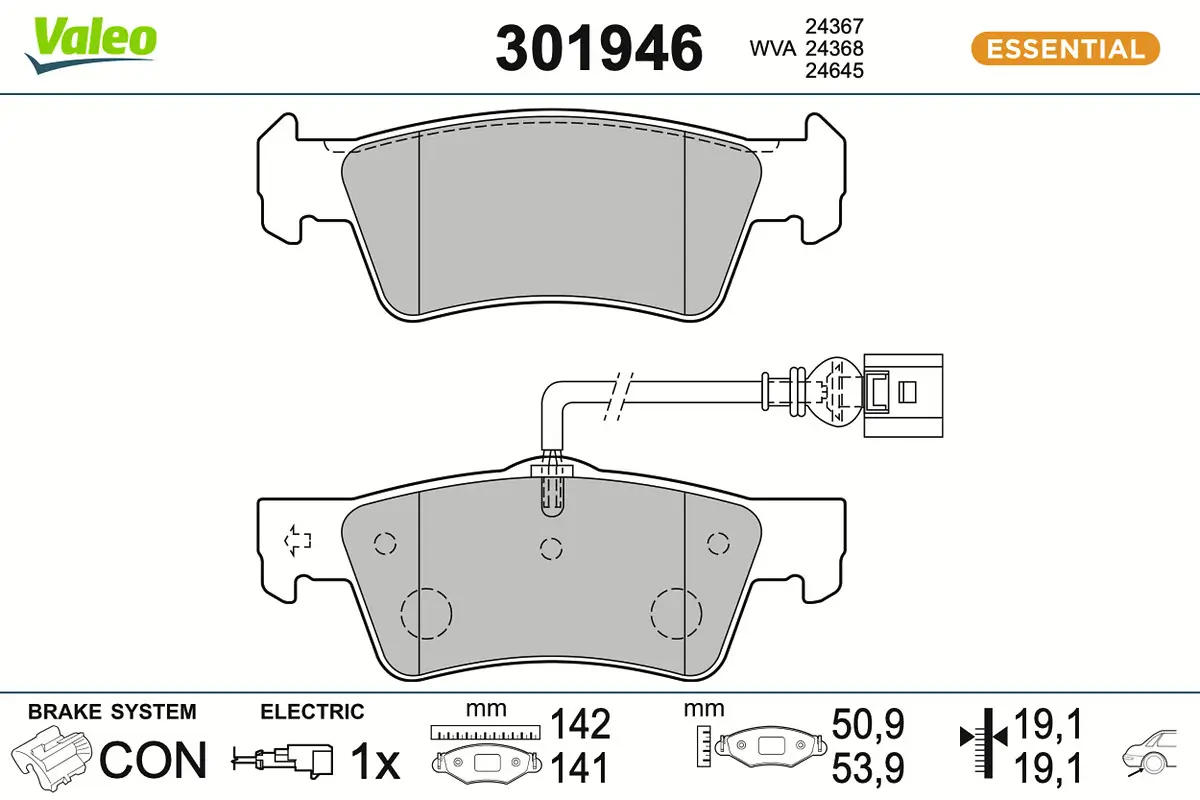Bremsbelagsatz, Scheibenbremse Hinterachse VALEO 301946