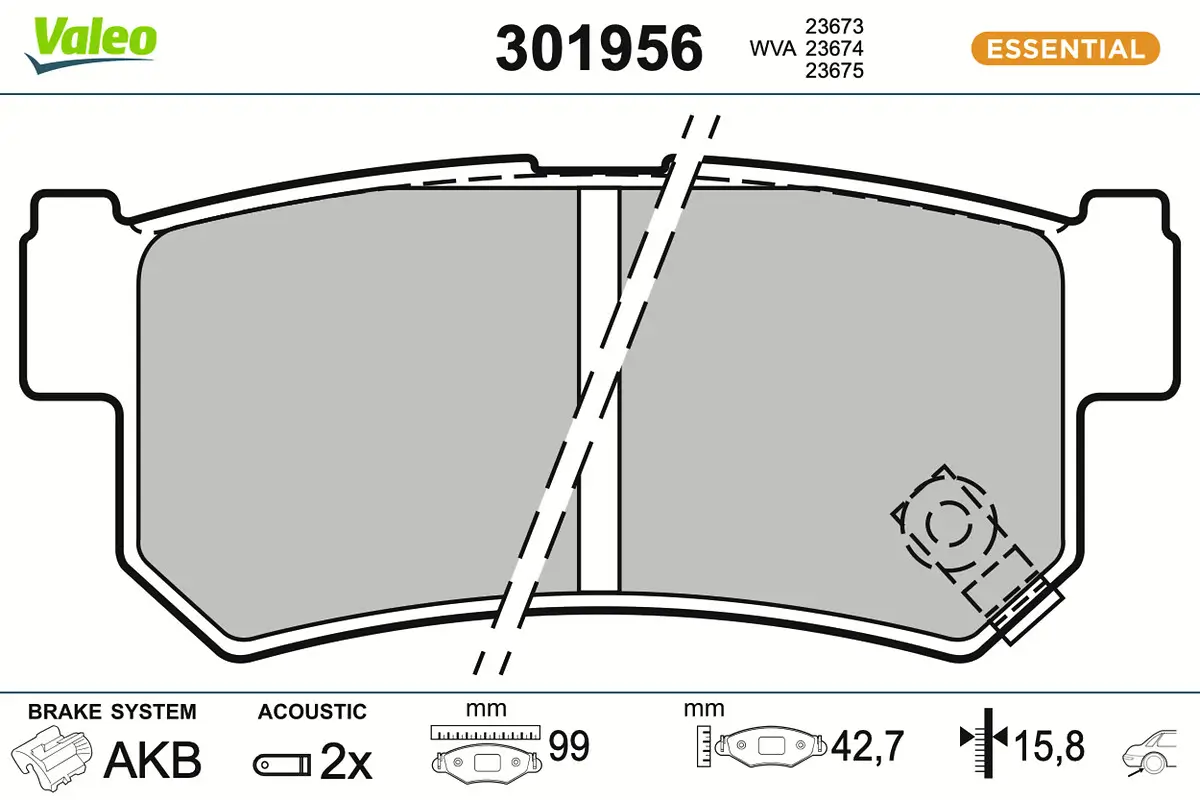 Bremsbelagsatz, Scheibenbremse Hinterachse VALEO 301956